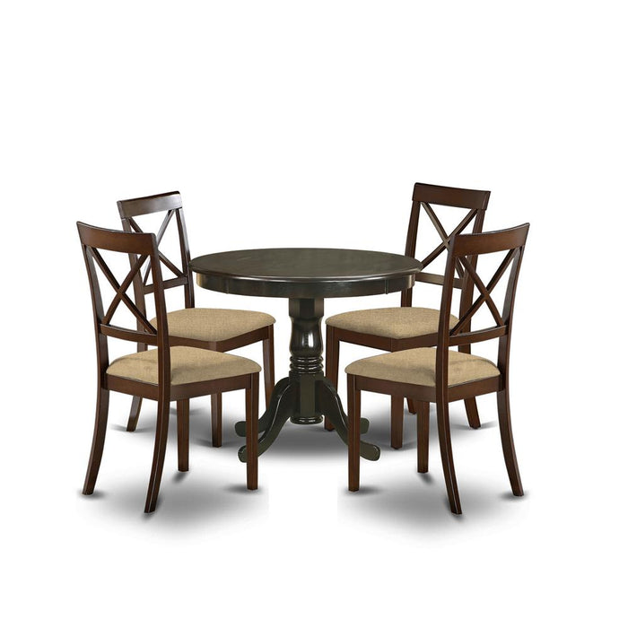 ANBO5-CAP-C 5 Pc small Kitchen Table and Chairs set-round Table and 4 Chairs for Dining room