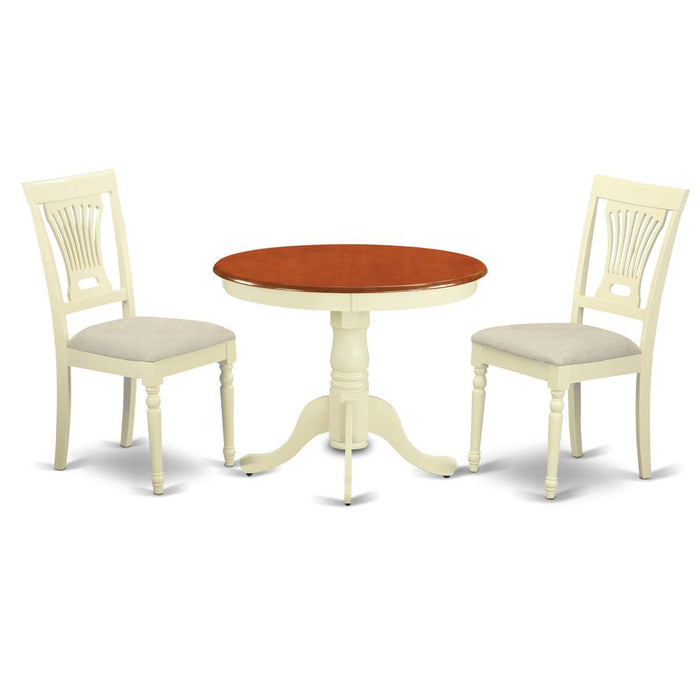 ANPL3-WHI-C 3 Pc Kitchen nook Dining set-round Table plus 2 Chairs for Dining room