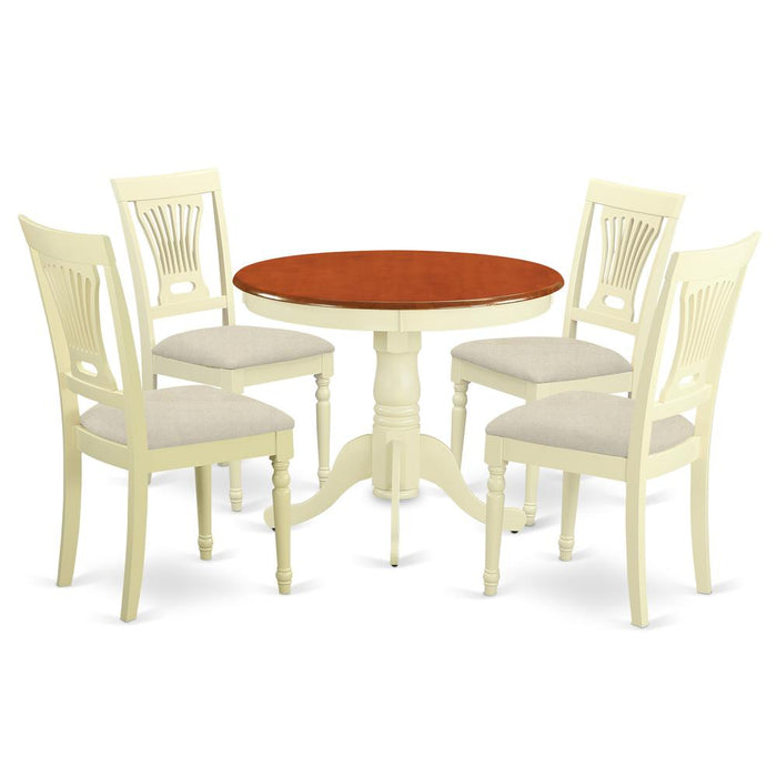 ANPL5-WHI-C 5 Pc Kitchen Table set-small Kitchen Table and 4 Chairs for Dining room