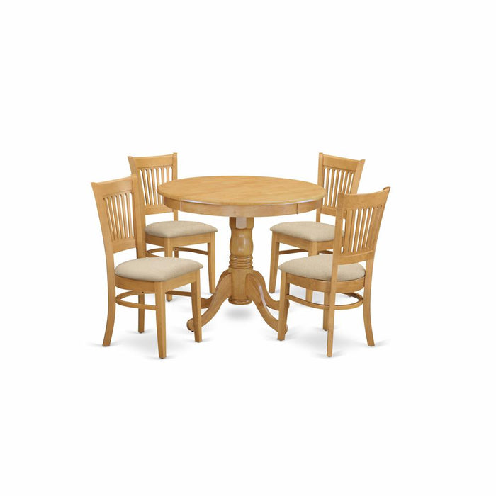ANVA5-OAK-C 5 PC Dining room set - Dining Table and 4 Dining Chairs