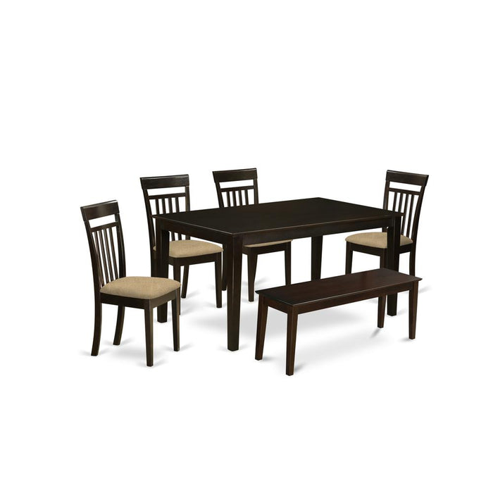 CAP6S-CAP-C 6 PC Dining room set-Top Kitchen Table and 4 Kitchen Chairs plus a bench