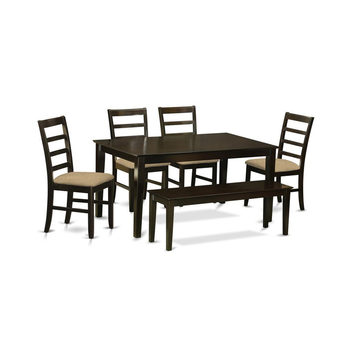 CAPF6-CAP-C 6 PC Kitchen Table with bench set-Dinette Table and 4 Kitchen Chairs and Bench