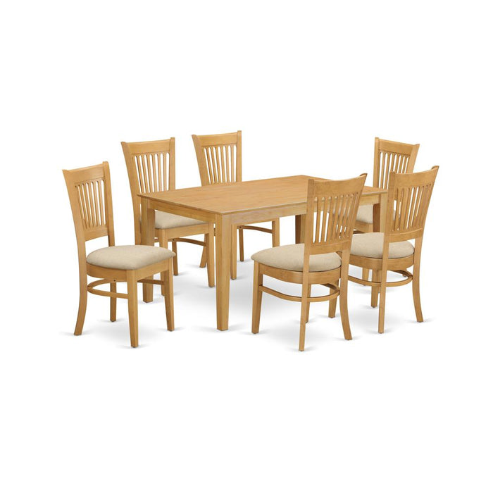 CAVA7-OAK-C 7 Pc Dining room set - Kitchen dinette Table and 6 Dining Chairs