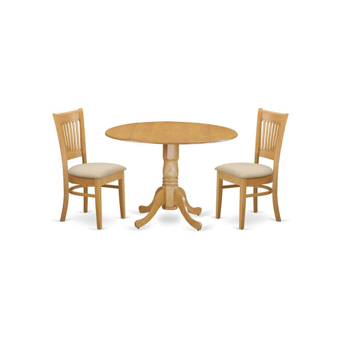 DLVA3-OAK-C 3 Pc Kitchen nook Dining set-Kitchen Table and 2 slat back Chairs