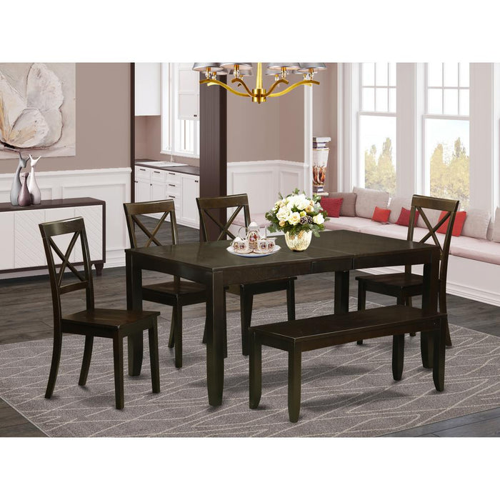 6  Pc  Dining  Table  with  bench-Dining  Table  and  4  Kitchen  Dining  Chairs  plus  Bench