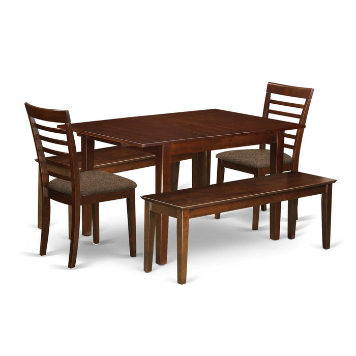 MILA5C-MAH-C 5 Pc dinette set-small Dining Tables and 2 Dining Chairs with Wood seat plus 2 Benches