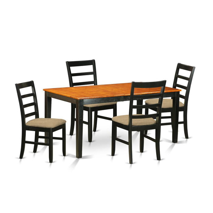 NIPF5-BCH-C 5 Pc Dining room set-Table with Leaf and 4 Dining Chairs