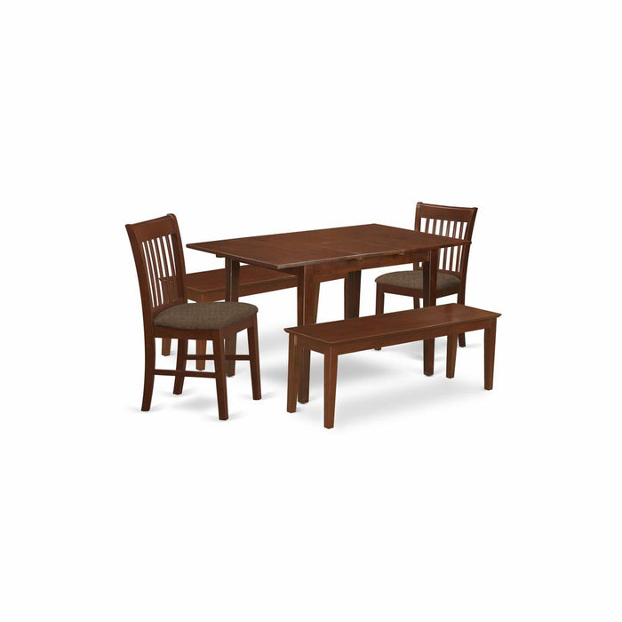 NOFK5C-MAH-C 5 pc Dining room set with bench - Table plus 2 Dining Chairs and 2 Benches