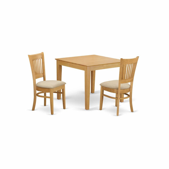 OXVA3-OAK-C 3 Pc Dining room set - Kitchen dinette Table and 2 Dining Chairs