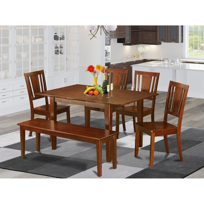 6  Pc  Kitchen  Table  with  bench  set  -  Table  with  4  Kitchen  Chairs  and  Bench