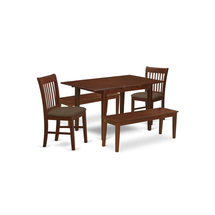 PSNO5C-MAH-C 5 PC Dining room set- Table with 2 Dining Table Chairs and 2 Benches