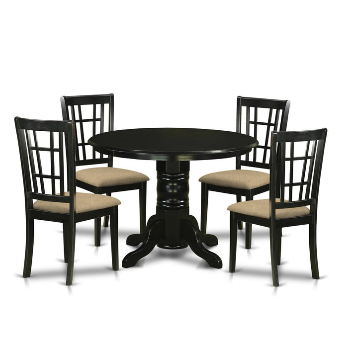 SHNI5-BLK-C 5 Pc Dining room set - Dinette Table and 4 Dining Chairs