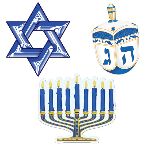 Hanukkah Cutouts – 9½" – (3/Pkg) by Beistle for Hanukkah Printed