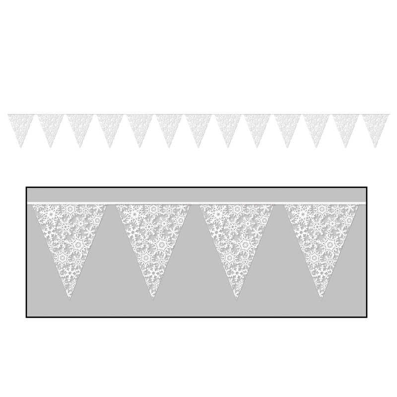 Snowflake Pennant Banner – 11" x 12' – (1/Pkg) by Beistle for Christmas/Winter Pennant Banners