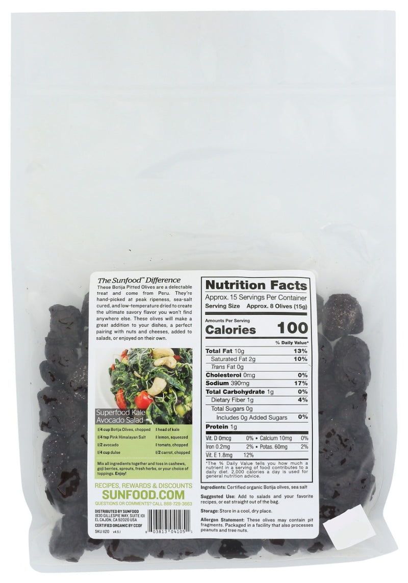 SUNFOOD SUPERFOODS: Olives Pttd Blk Btja Prvn, 8 OZ