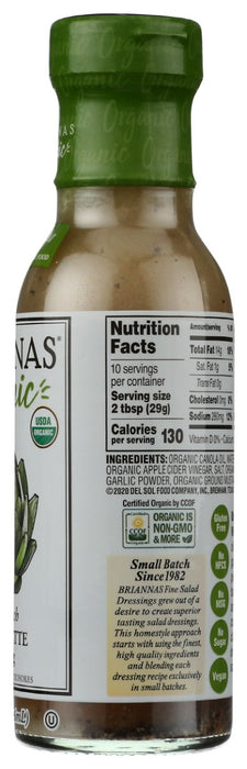 BRIANNAS: Organic Real French Vinaigrette Dressing, 10 oz