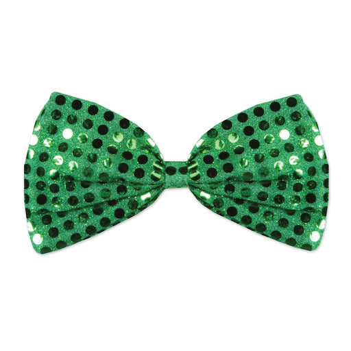 Green Glitz 'N Gleam Bow Tie – 3" x 6½" – (1/Pkg) by Beistle for St. Patricks Ties