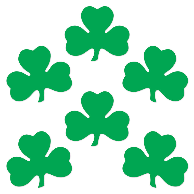 Pkgd Printed Shamrock Cutouts – 12" – (6/Pkg) by Beistle for St. Patricks Silhouettes