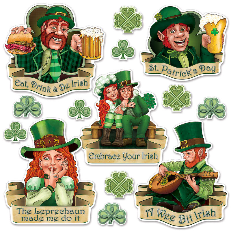 St Patrick's Day Cutouts – 3¼"-14¾" – (14/Pkg)