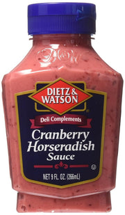 A creamy blend of cranberries and horseradish that will punch up the flavor of a mild flavored chicken breast or turkey breast sandwich and add a burst of flavor as a salad topper.