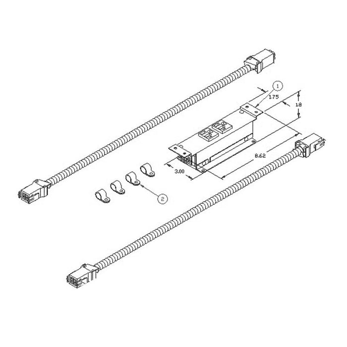 Undersurface Kits (60" Table Kit Block consisting of 2 power receptacles, 2 interconnecting table cables, 4 cable clamps)