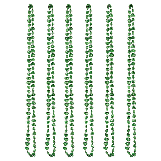 Mini Shamrock Beads – 33" – (6/Card) by Beistle for St. Patricks Novelty Beads