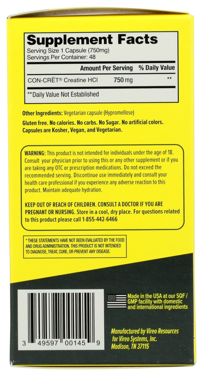 CON CRET: Creatine HCI Capsules, 48 cp