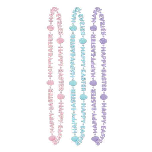 Happy Easter Beads-Of-Expression – 33" – (3/Card) by Beistle for Easter Novelty Beads