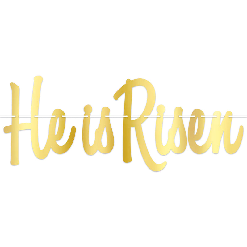 Foil He Is Risen Streamer – 9¾" x 27" – (1/Pkg) by Beistle for Easter Streamers