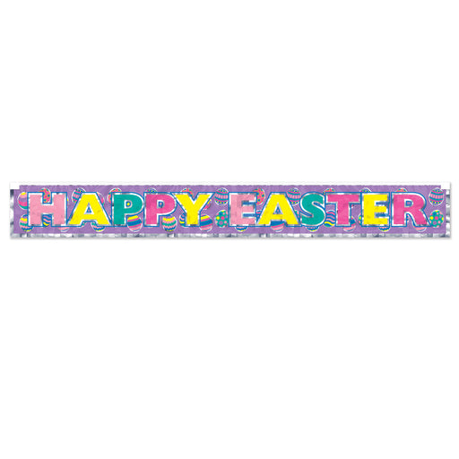 Metallic Happy Easter Fringe Banner – 7½" x 5' – (1/Pkg) by Beistle for Easter Metallic Banners