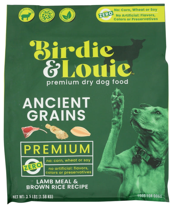 BIRDIE & LOUIE: Food Dog Dry Lamb Br Ric, 3.5 lb