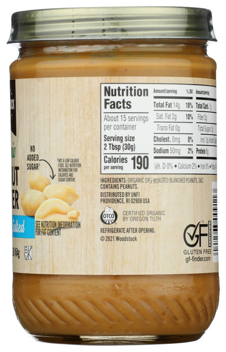 WOODSTOCK: Peanut Butter Smooth Salted Organic, 16 oz