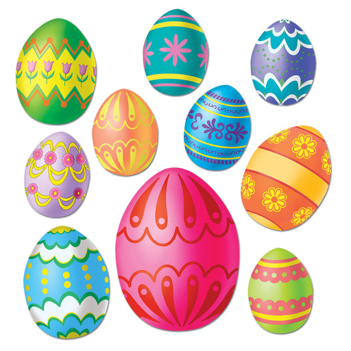 Easter Egg Cutouts – Asstd – (10/Pkg) by Beistle for Easter Printed