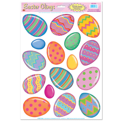 Color Bright Egg Clings – 12" x 17" Sh – (16/Sh) by Beistle for Easter Window Clings
