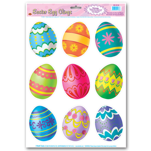Easter Egg Clings – 12" x 17" Sh – (9/Sh) by Beistle for Easter Window Clings