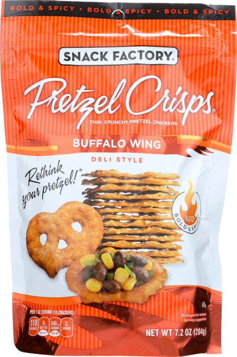 Is there anything people love as much as Buffalo wings? Maybe just our spicy and tangy Buffalo Wing Pretzel Crisps. Talk about a crowd-pleaser. They're great with ranch dip, blue cheese dressing or even a side of celery sticks.
