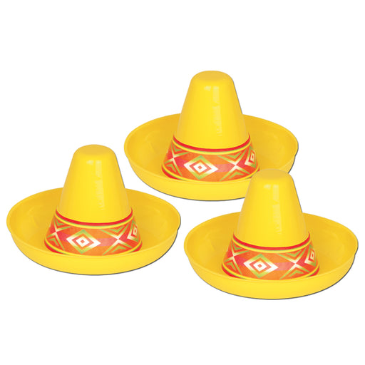 Miniature Yellow Plastic Sombrero – 4½" x 3¼" by Beistle for Fiesta/Cinco de Mayo Plastic