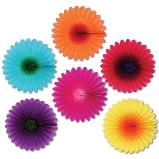 Mini Flower Fans – 6" – (6/Pkg) by Beistle for Spring/Summer Tissue