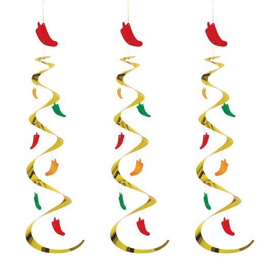 Chili Pepper Whirls – 30" – (3/Pkg) by Beistle for Fiesta/Cinco de Mayo Whirls