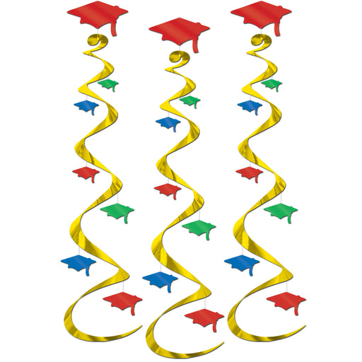 Grad Cap Whirls – 30" – (3/Pkg) by Beistle for Graduation Whirls