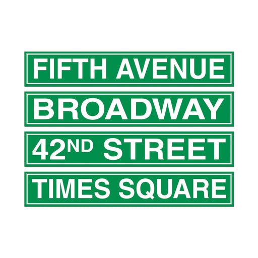 New York City Street Sign Cutouts – 4" x 24" – (4/Pkg) by Beistle for Awards Night Printed