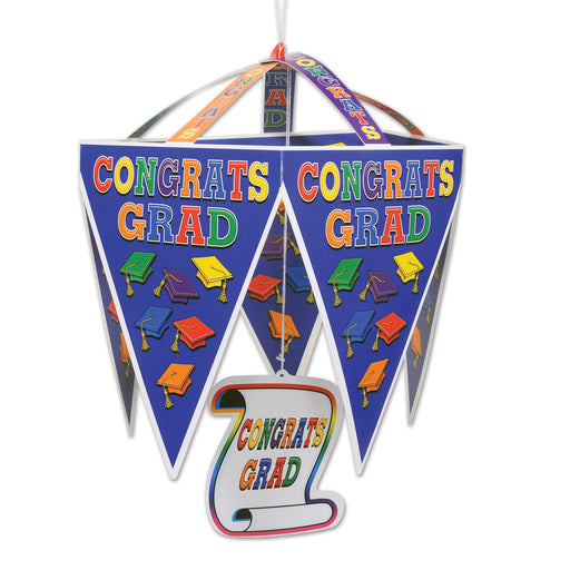Congrats Grad Pennant Chandelier – 11½" x 17½" – (1/Pkg) by Beistle for Graduation Ceiling Décor