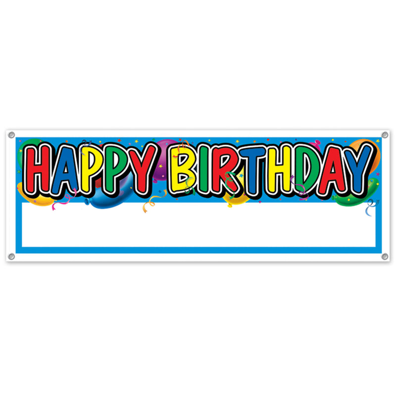 Happy Birthday Sign Banner – 5' x 21" – (1/Pkg) by Beistle for Birthday All-Weather