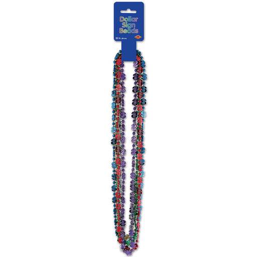 "$" Beads – 33" – (6/Card) by Beistle for Casino Novelty Beads