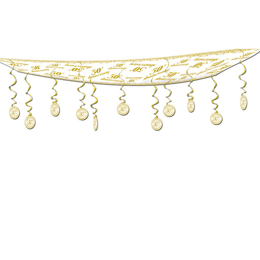"50th" Anniversary Ceiling Decor – 12" x 12' – (1/Pkg) by Beistle for Anniversary Ceiling Décor