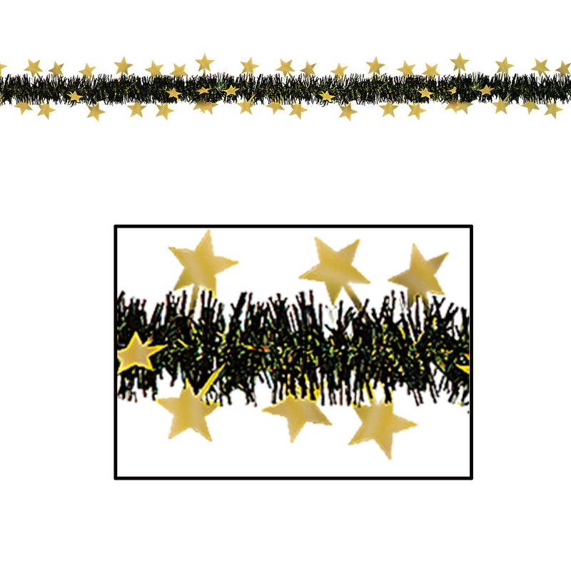 Metallic Star Garland – 12' – (1/Card) by Beistle for New Years Metallic Festooning
