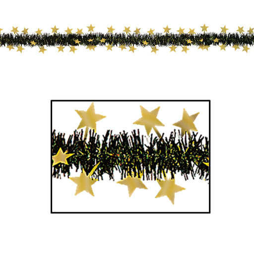 Metallic Star Garland – 12' – (1/Card) by Beistle for New Years Metallic Festooning