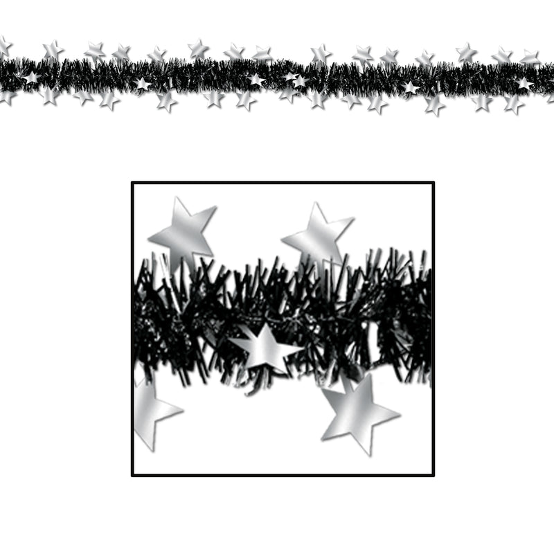 Metallic Star Garland – 12' – (1/Card) by Beistle for New Years Metallic Festooning