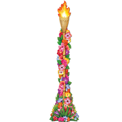 Jointed Floral Tiki Torch – 4' – (1/Pkg) by Beistle for Luau Printed Both Sides