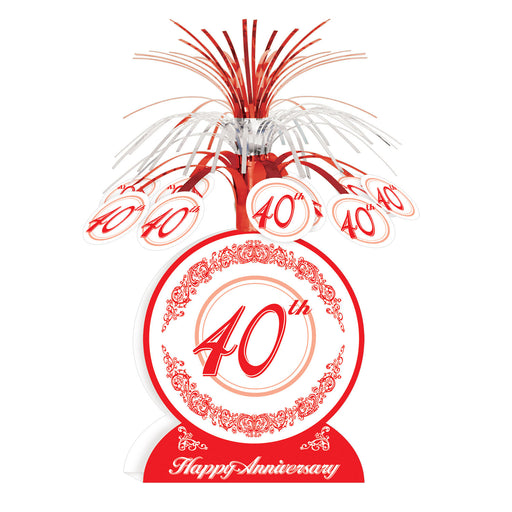 "40th" Anniversary Centerpiece – 13" – (1/Pkg) by Beistle for Anniversary Cascades